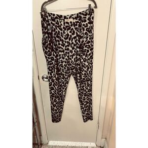 Michael Kors Black Gray Leopard Print Polyester Harem Pants Size M